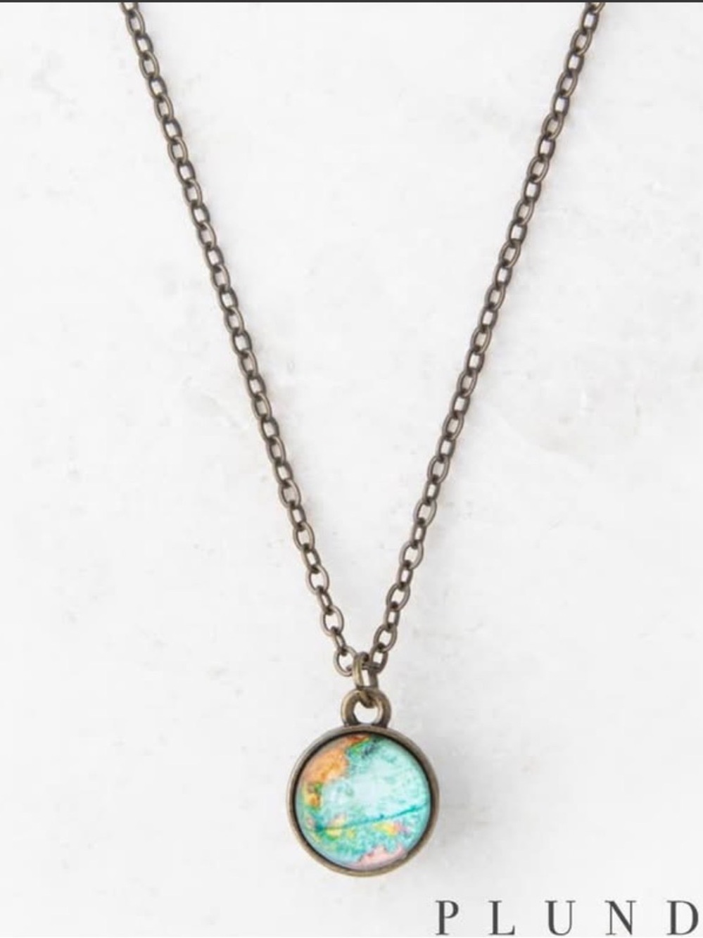 Plunder Turquoise Globe Pendant Traveler Necklace NWOT